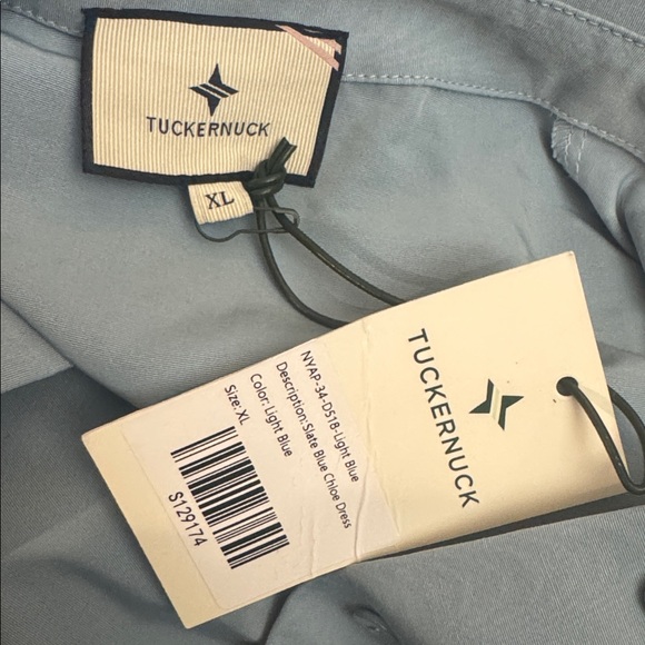 Tuckernuck Chloe Shirt Dress Slate Blue Collared Midi XL NWT - Picture 7 of 7